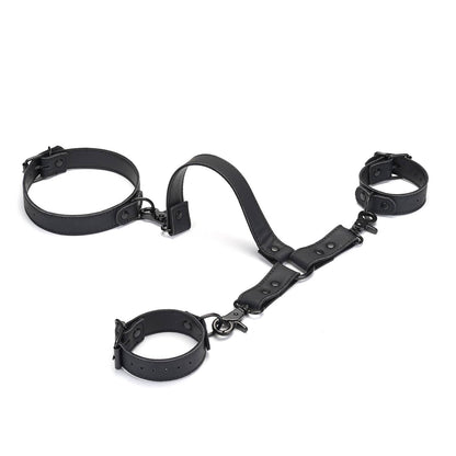 Vegan Fetish Wrist to Collar Restraint Set