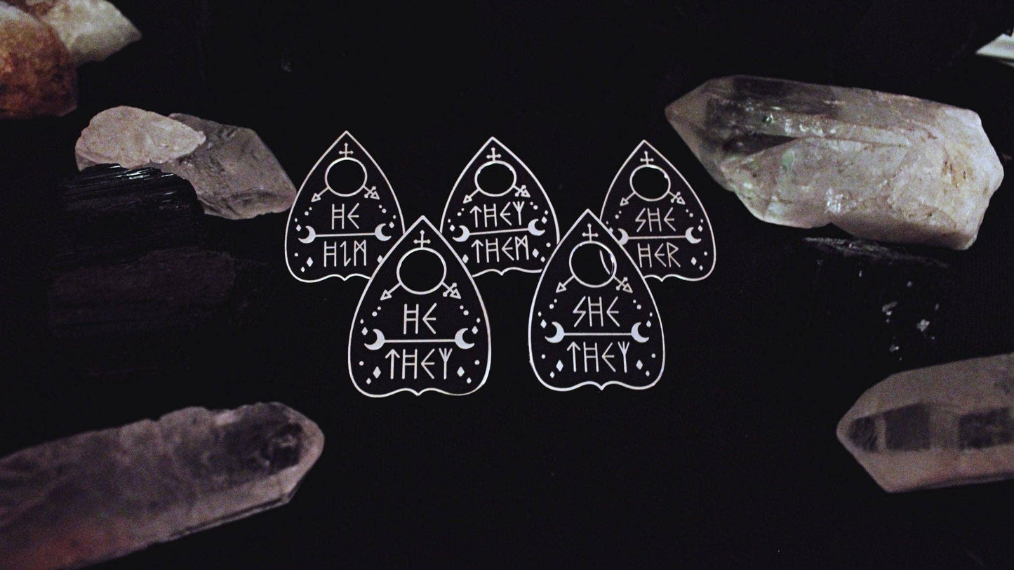 Original Pronoun Planchette Pin: They/them / Silver