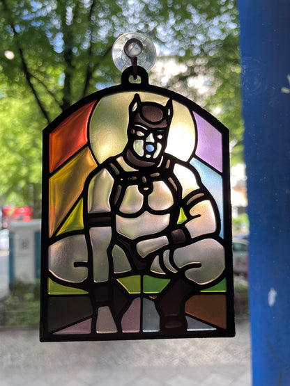 "Puppy Rainbow” Kinky Stained Glass Style Resin Art