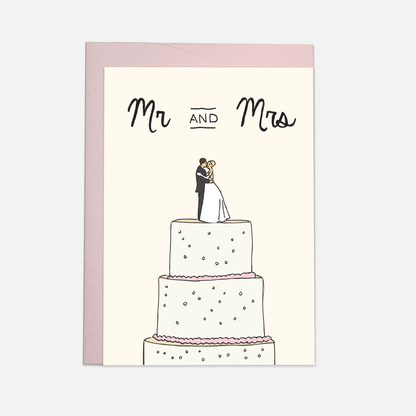 Wedding cake greeting card: Mrs & Mrs