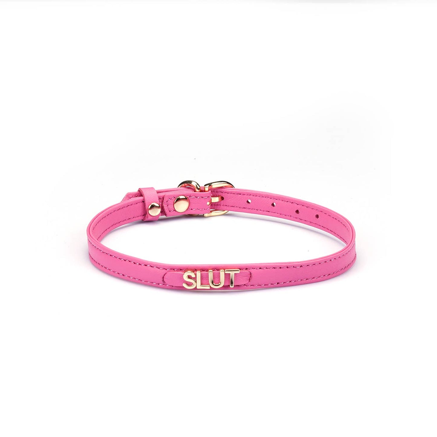 Liebe Seele Italian Leather Choker with Letters SLUT: Rose Pink