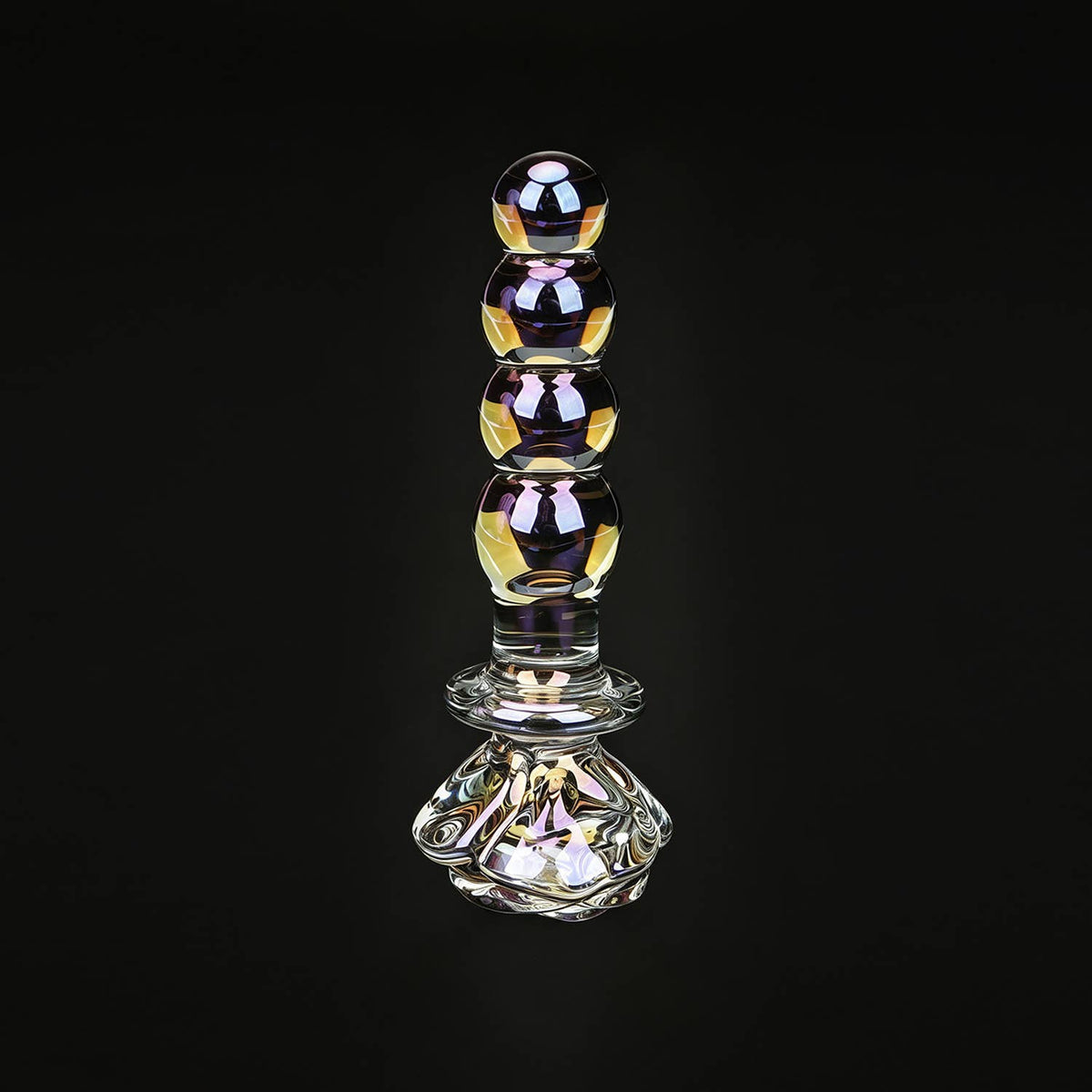 Liebe Seele Chroma Iridescent Sensual Glass Anal Butt Plug - Rose beads chroma