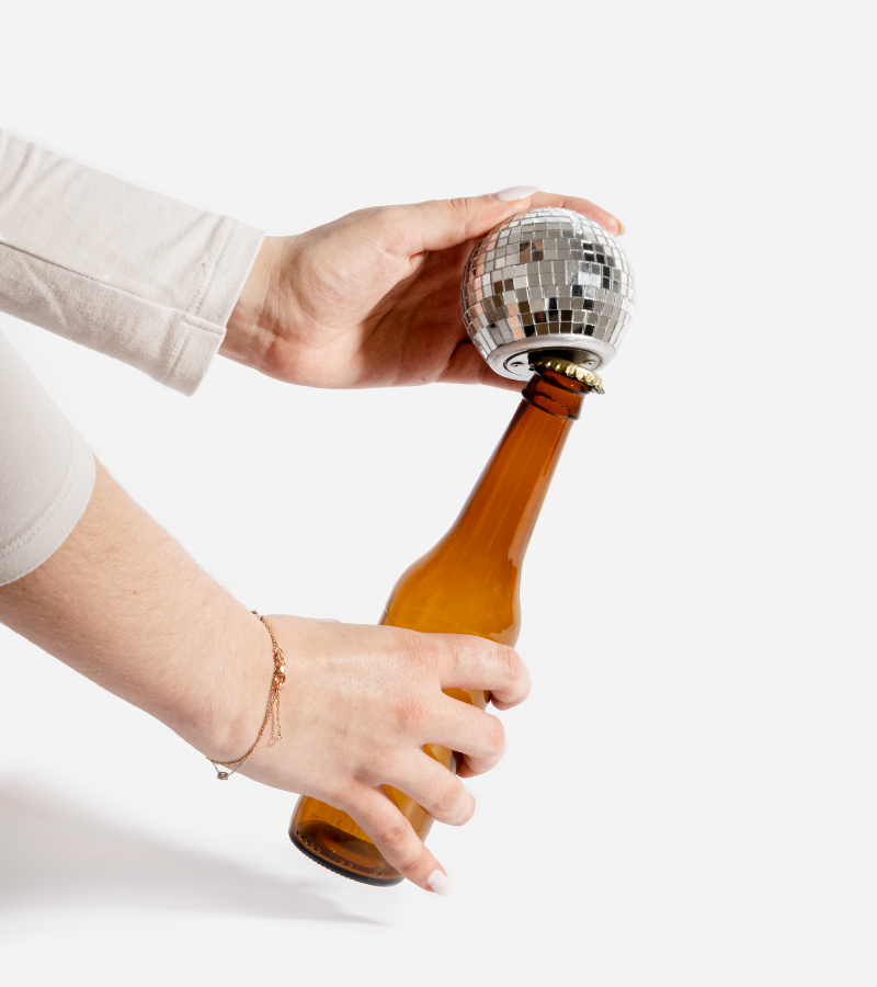 Disco bottle opener