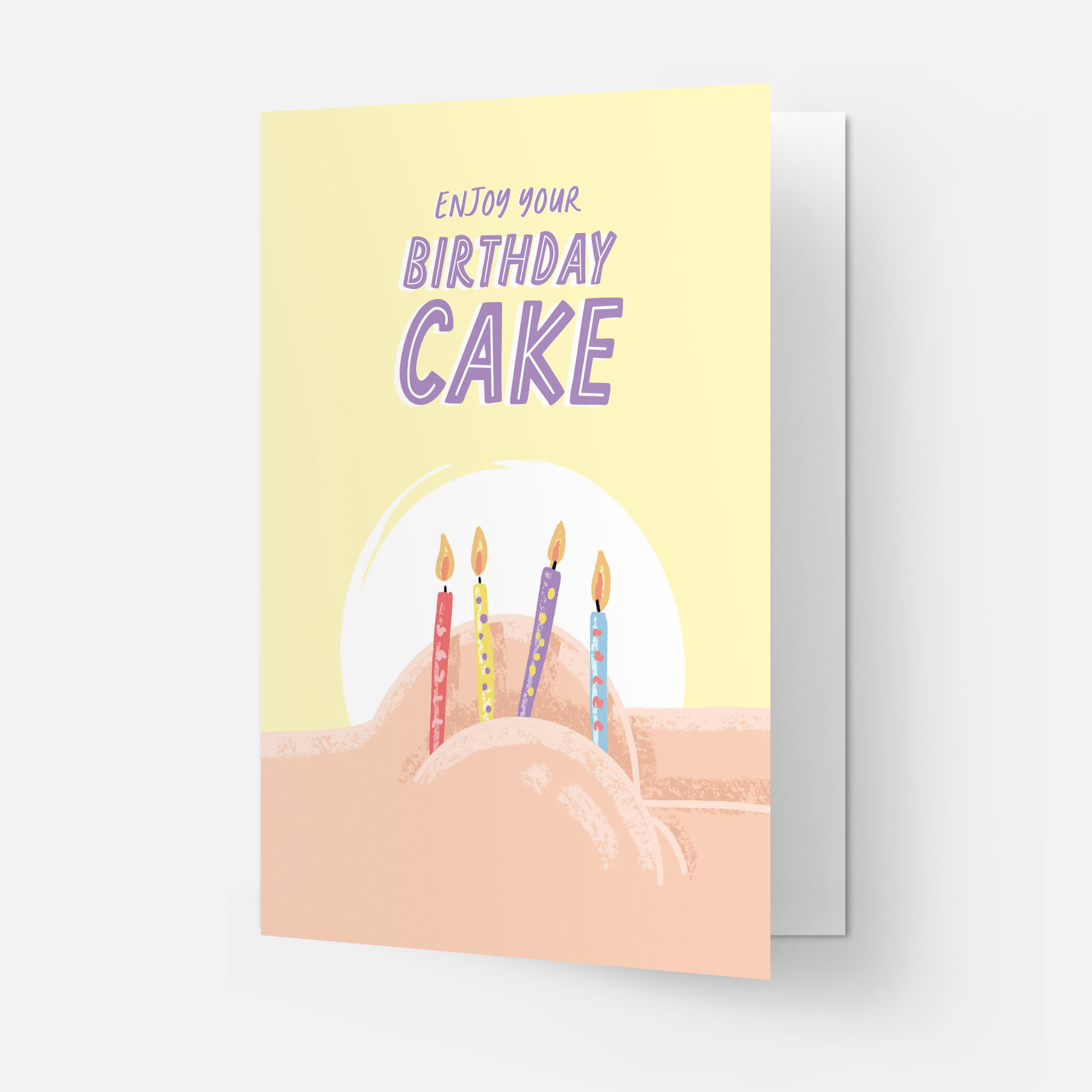Butt cake greeting card: Double folded