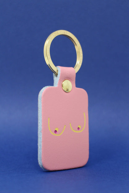 Boob Leather Key Fob: Bright Yellow