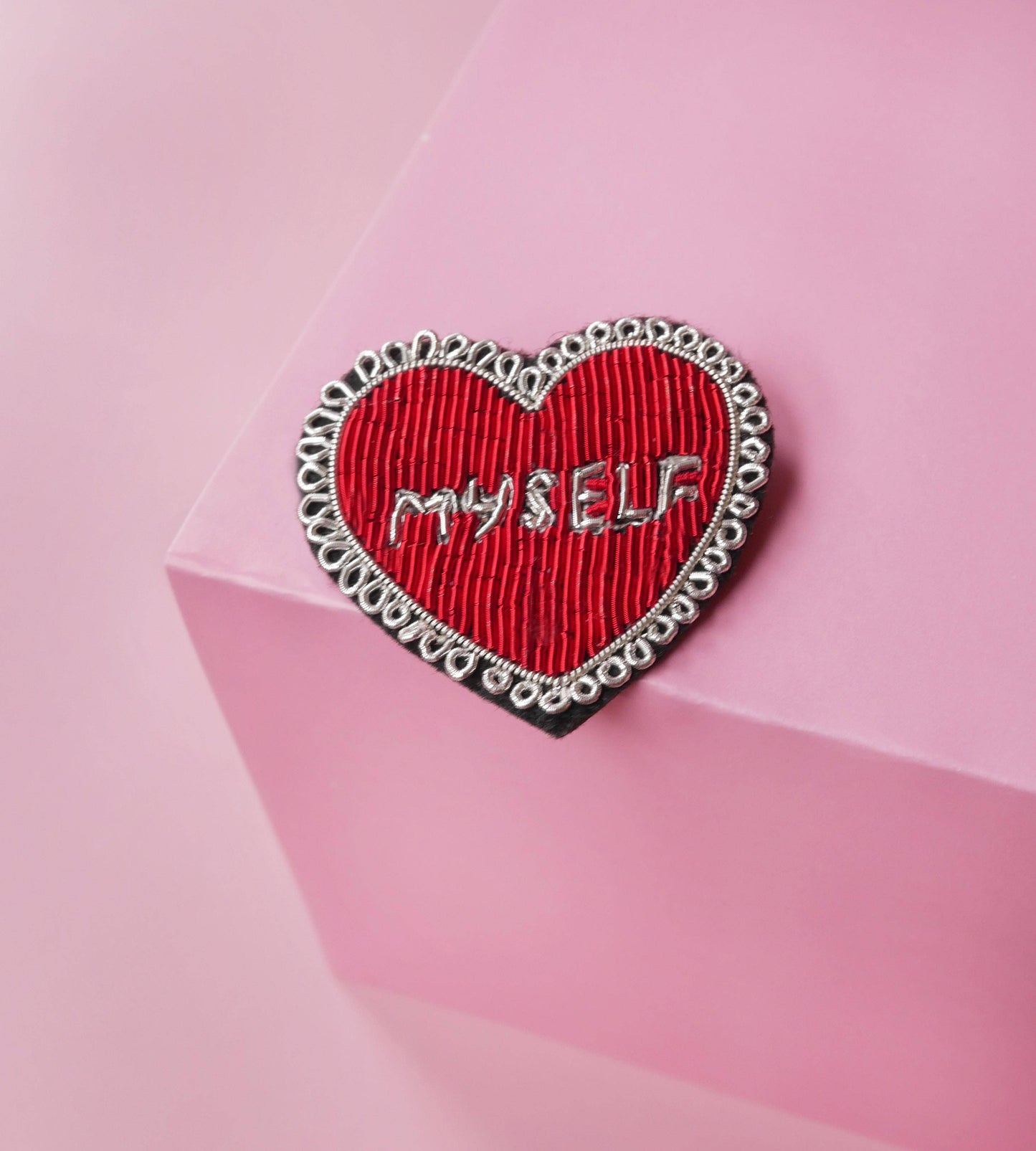 Love Myself Brooch - Handcrafted Cannetille Embroidery