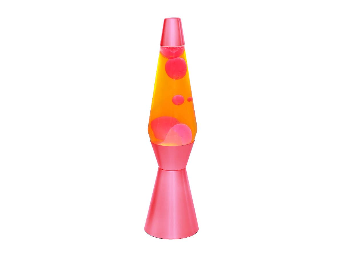 Spaceship Lava Lamp With Red Base, Yellow Liquid And Red Wax