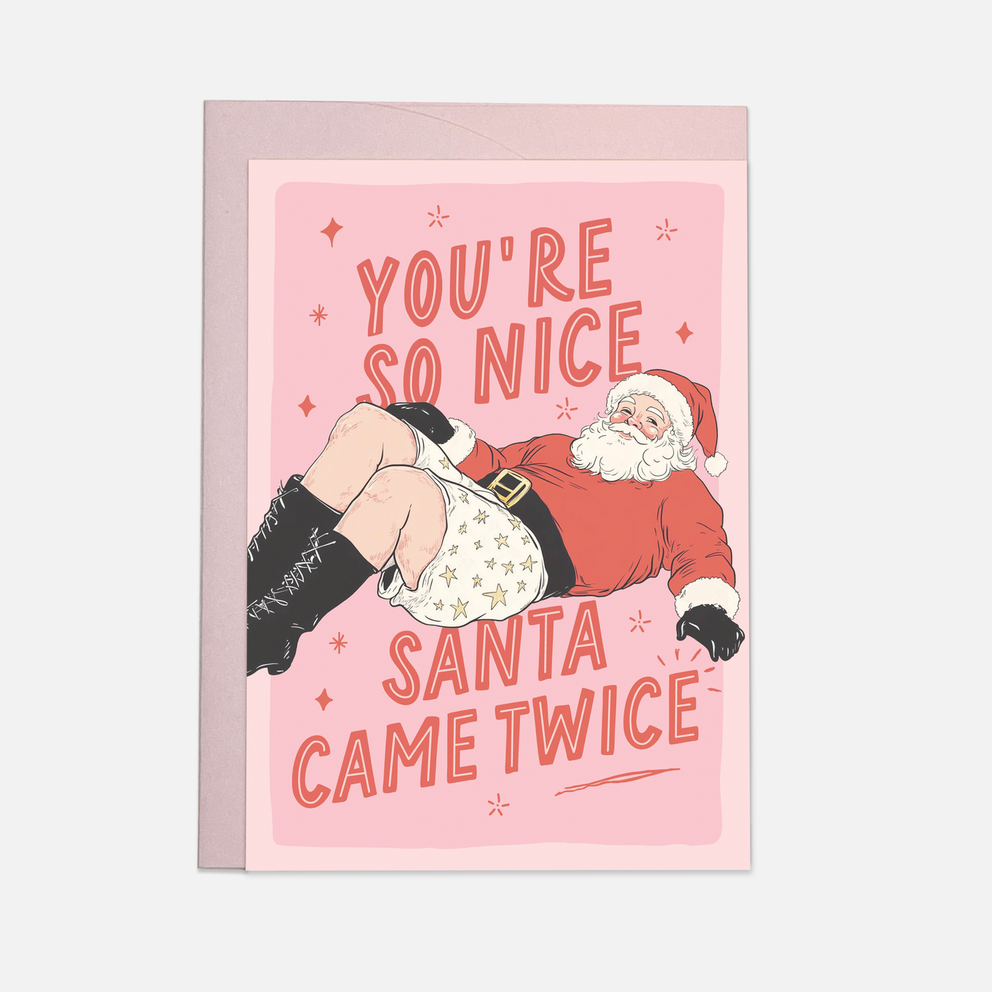 Santa twice greeting card: Double folded