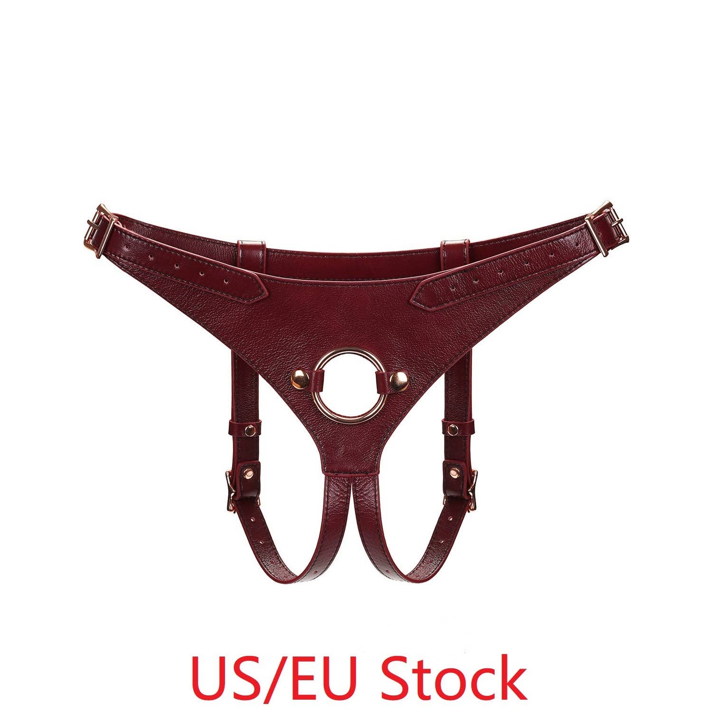 Wine Red Deluxe Leather Strap On Harness