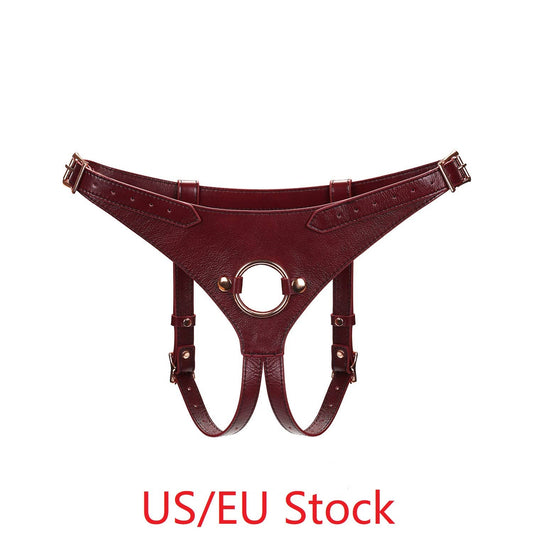 Wine Red Deluxe Leather Strap On Harness