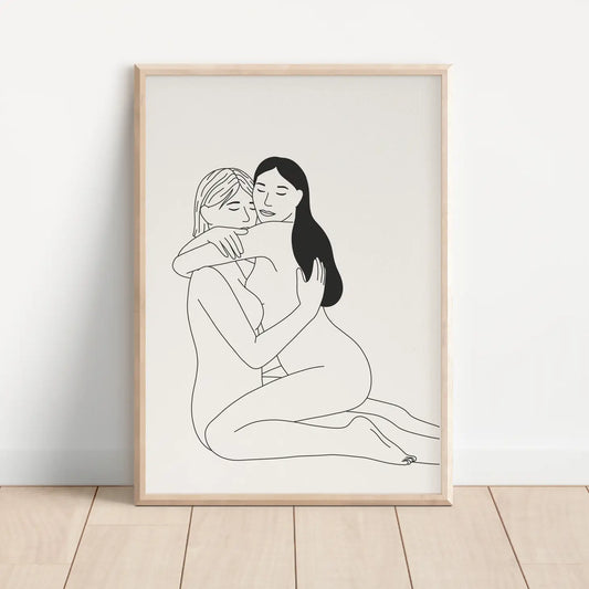 Hugs Woman Love Art Print