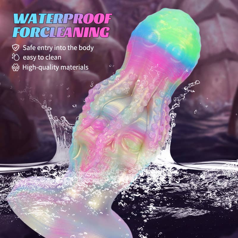 Glow-in-the-Dark Octopus Skull Liquid Silicone Fantasy Dildo