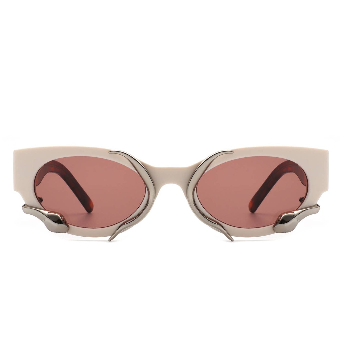 Women Round Fashion Snake Design Cat Eye Sunglasses: No Packaging