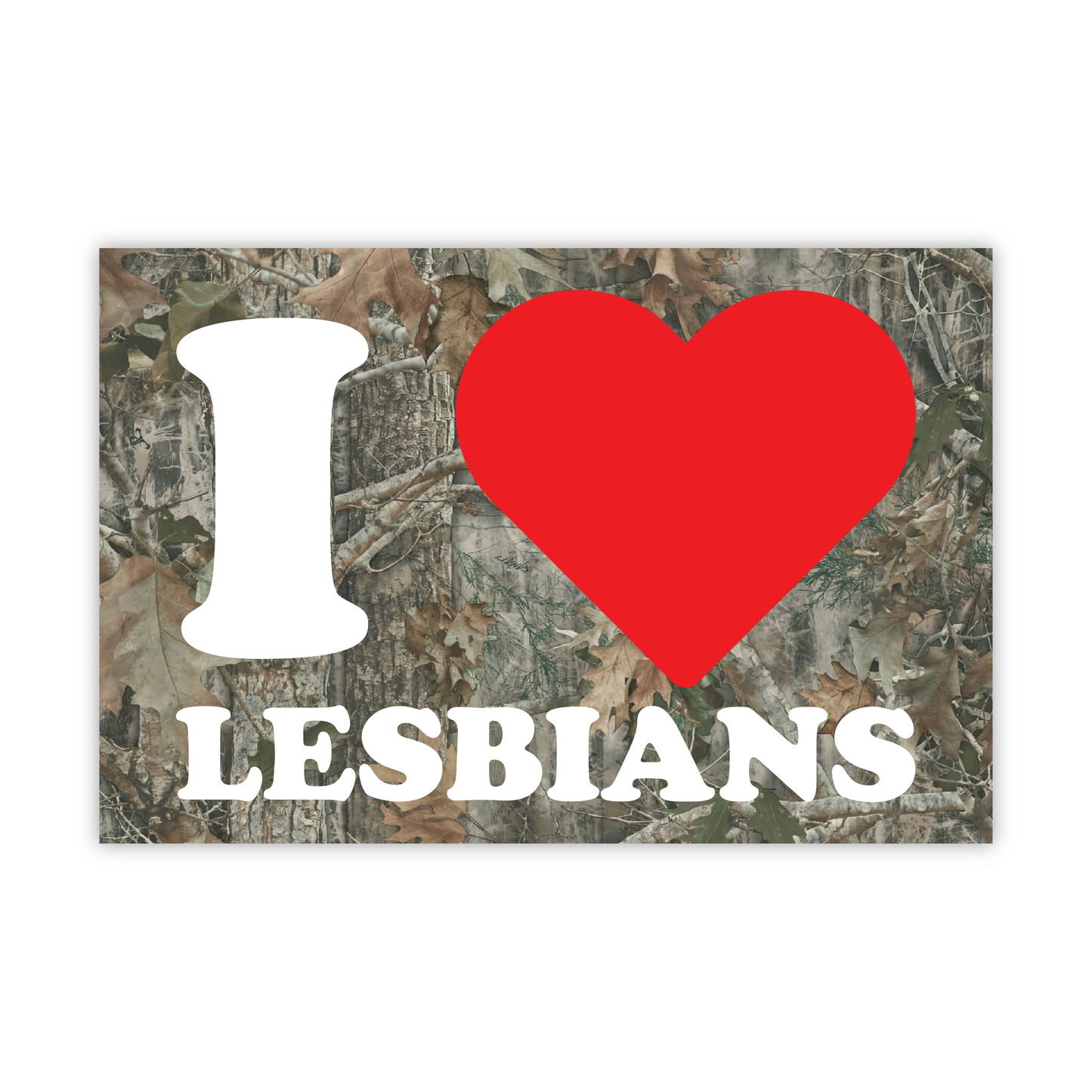 I <3 Lesbians Camo Sticker