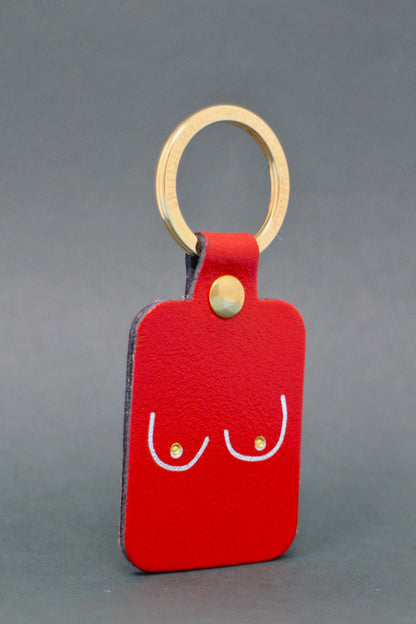 Boob Leather Key Fob: Bright Yellow