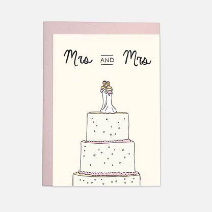 Wedding cake greeting card: Mrs & Mrs