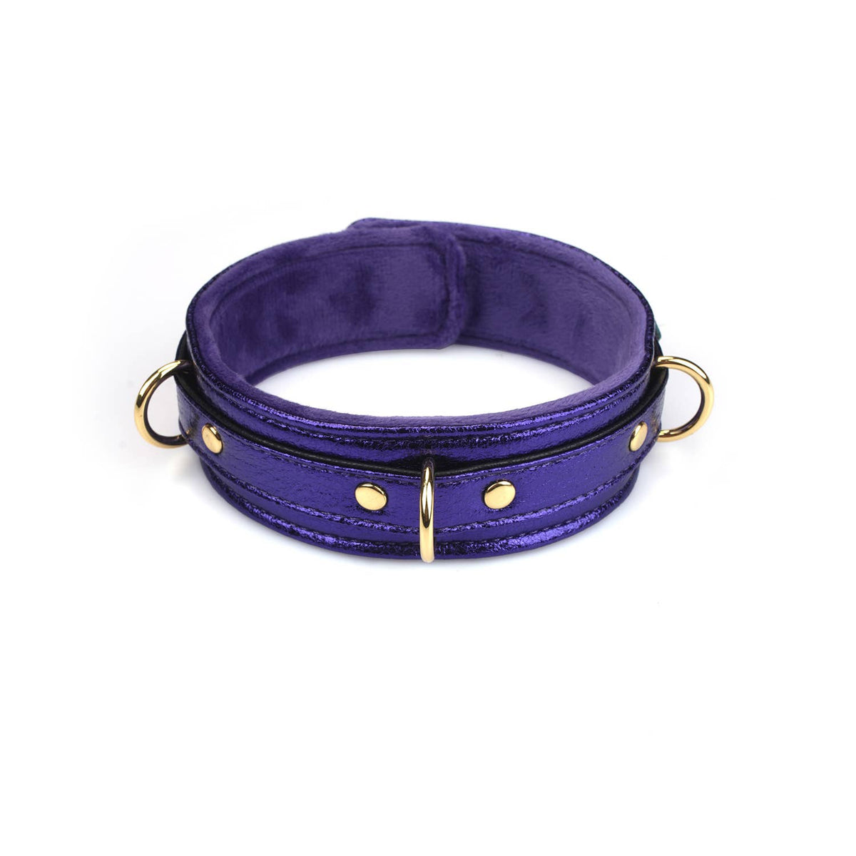 Aurora Cracked PU Collar with Leash – Violet