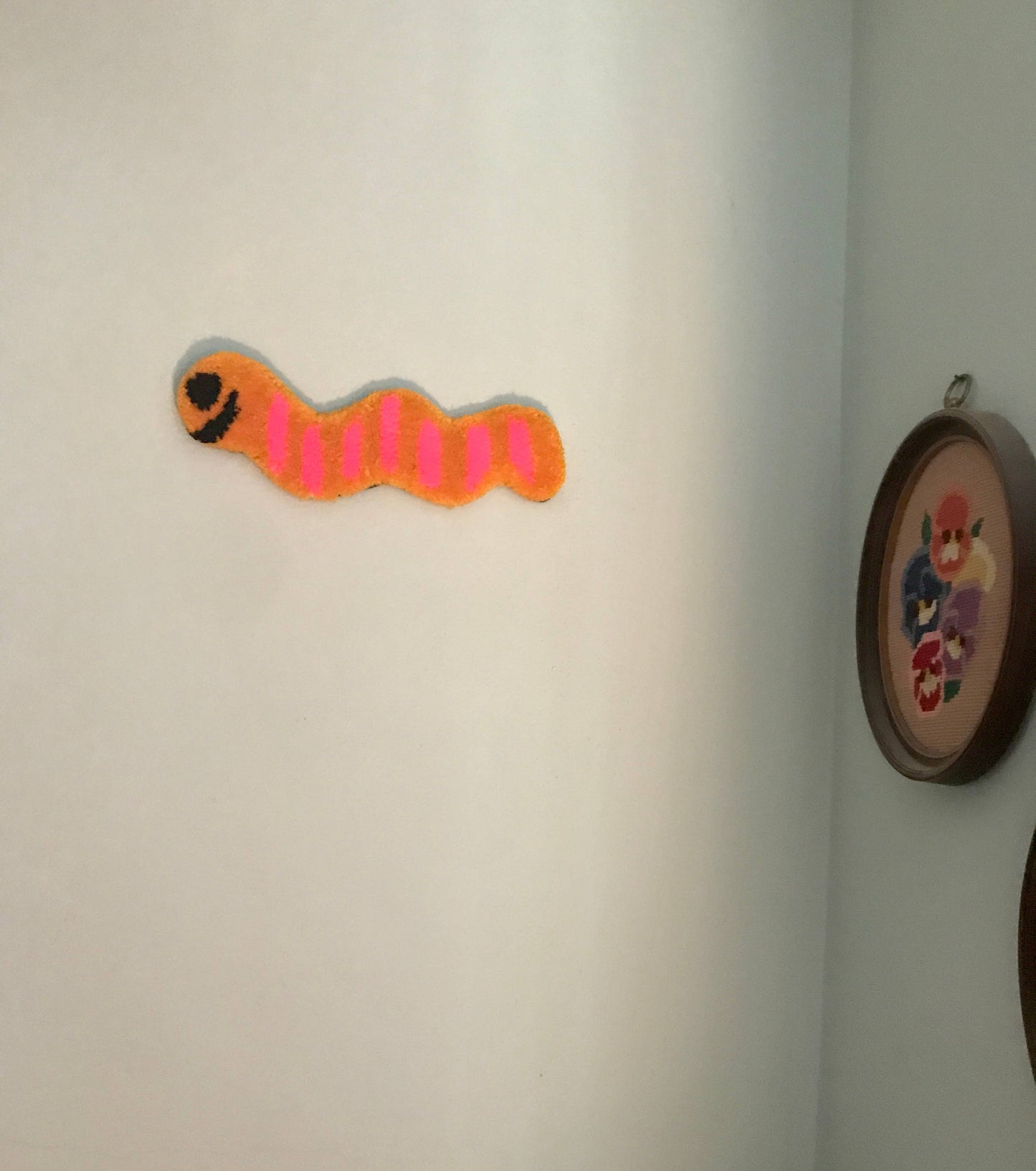 Worm Wall Hanging Rug: Peach/Blue