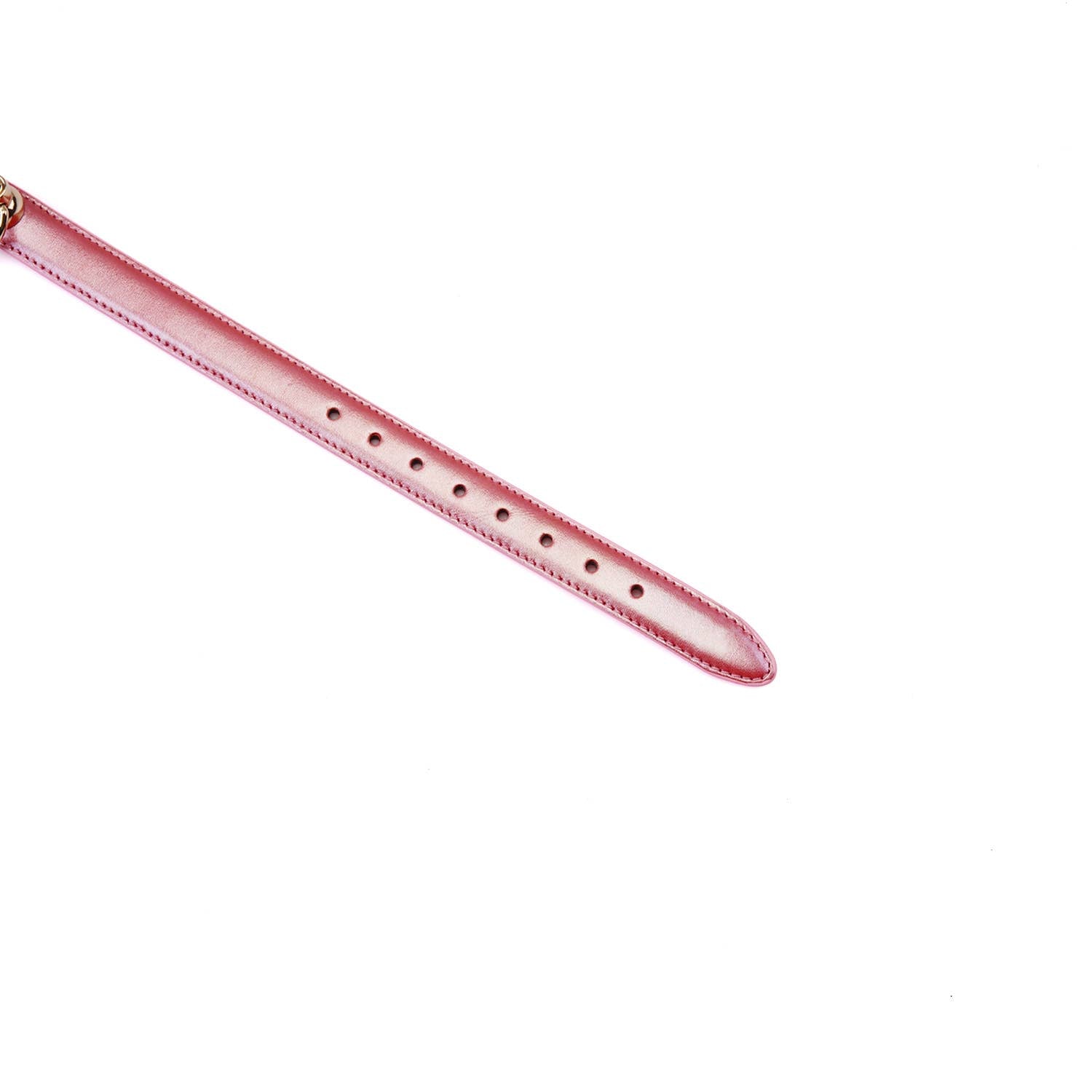 Lustre Rosa: Pink Leather Collar with Chain Leash