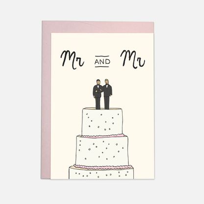 Wedding cake greeting card: Mrs & Mrs