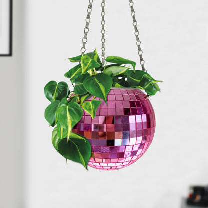 Disco Ball Hanging Planter: Pink (6-inch)