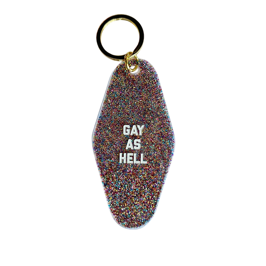 Gay As Hell Motel Keytag - Glitter