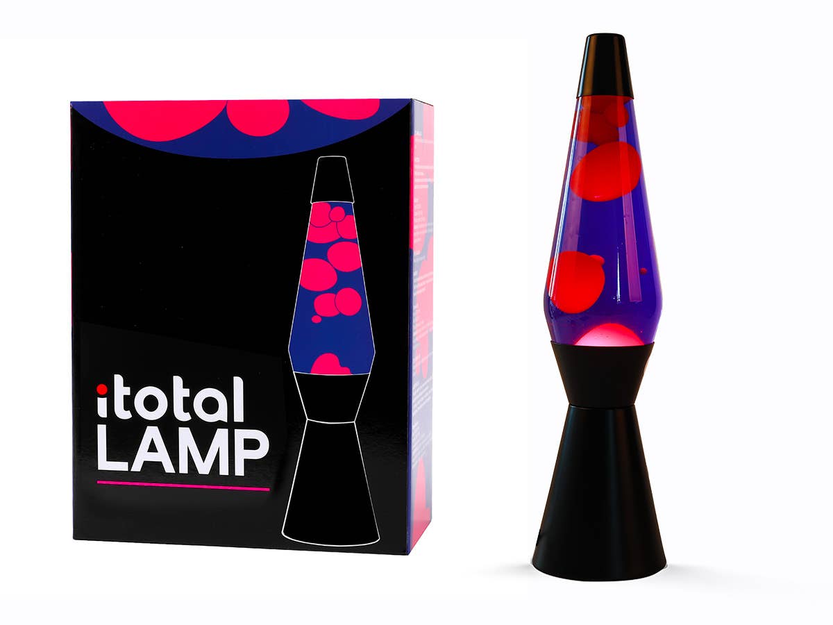 36 Cm Lava Lamp With Black Base, Purple Liquid And Pink Wax