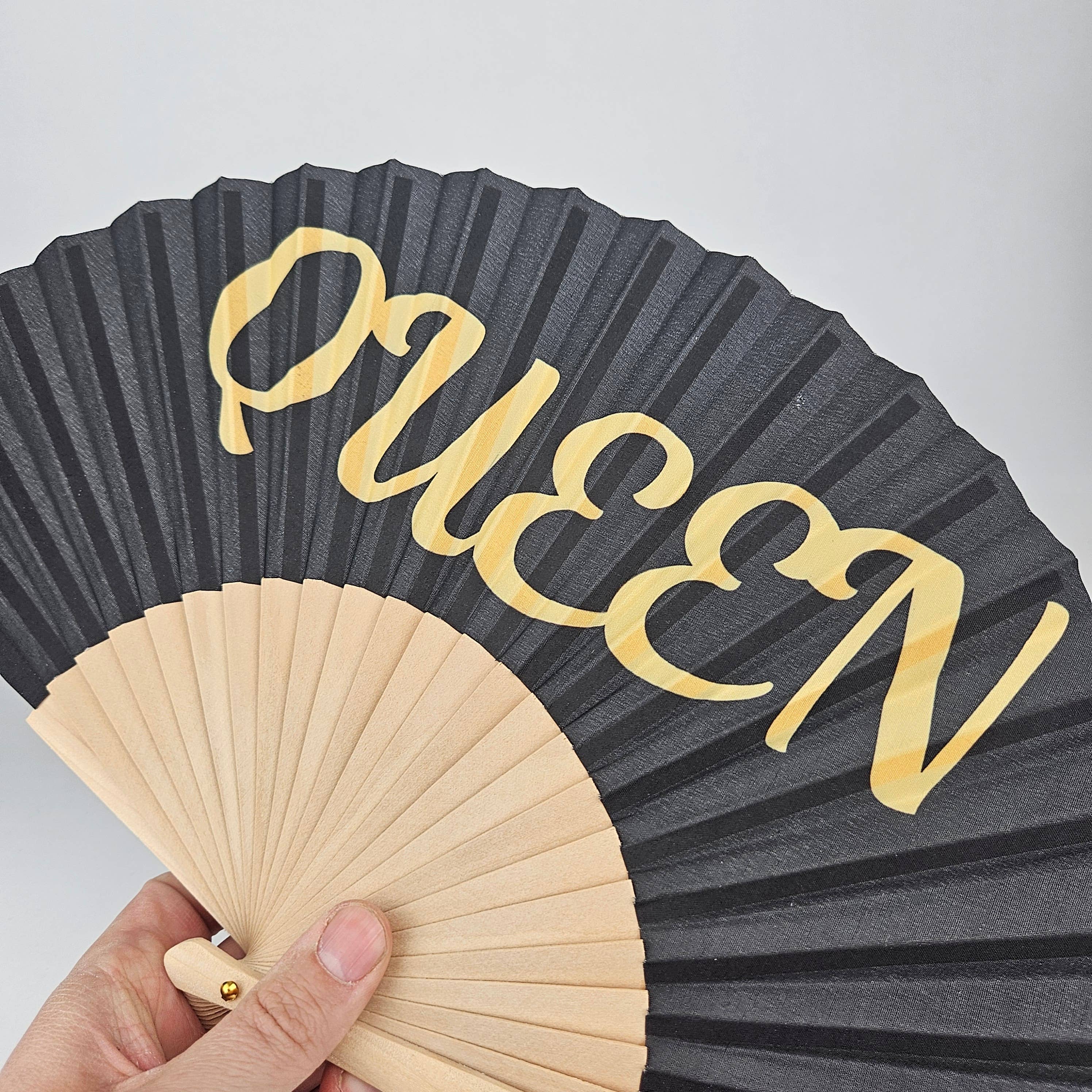 Small Folding Wood Hand Fan – Queen