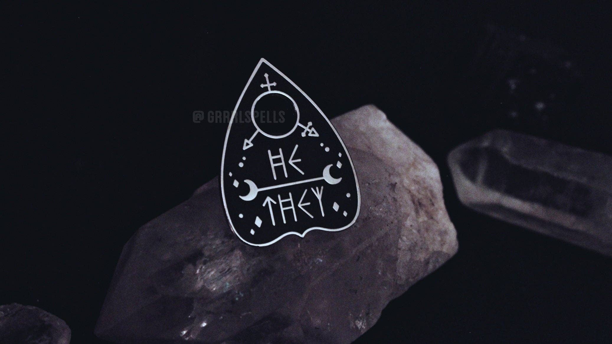 Original Pronoun Planchette Pin: They/them / Silver