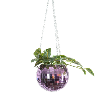 Disco Ball Hanging Planter 6in Lilac