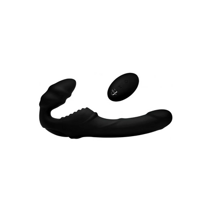 Vibrating Silicone Strapless Strap-On "Pro Rider" with Remote Control Black