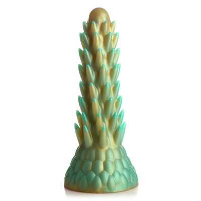 "Stegosaurus" Spiky Reptile Silicone Dildo Green/Gold