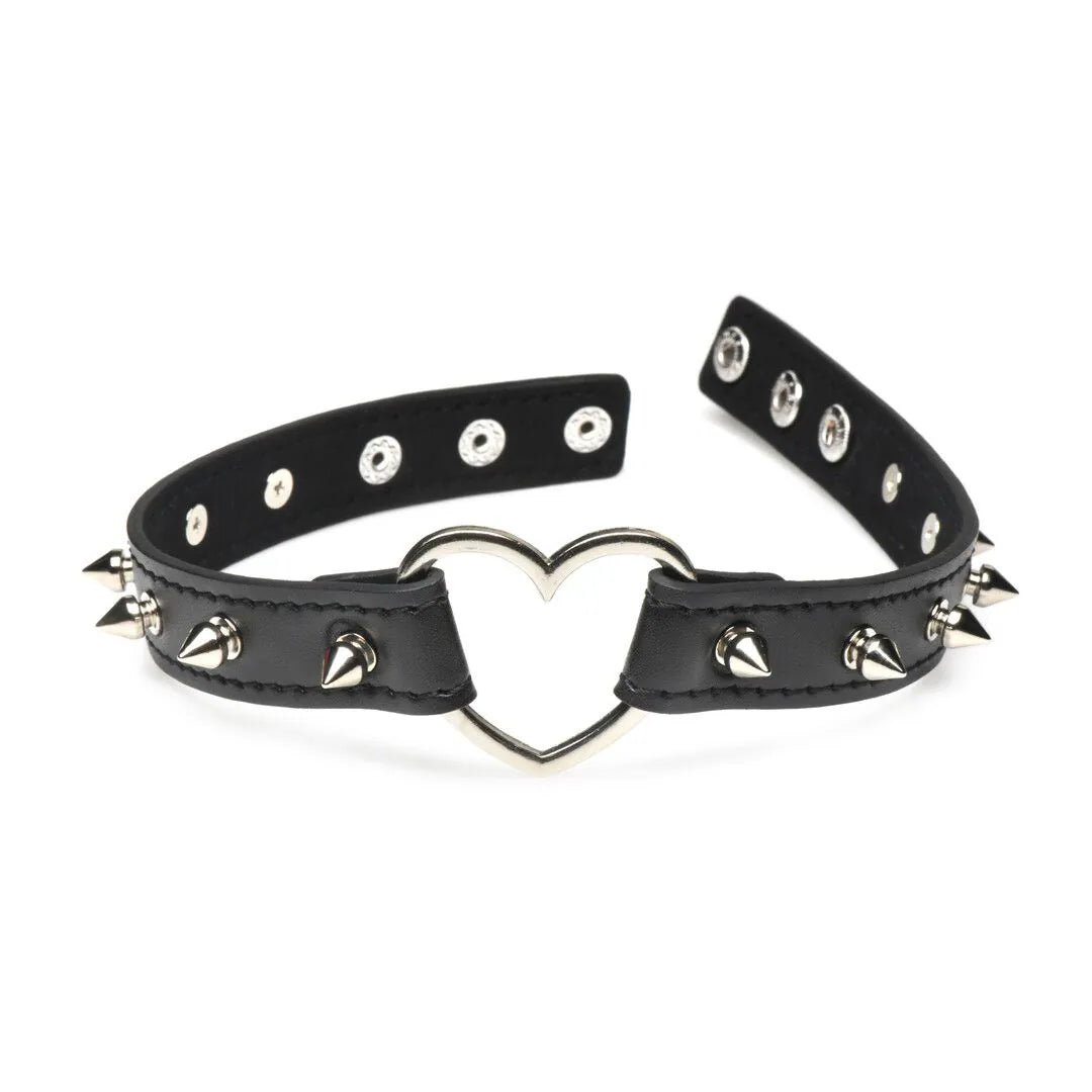 Spiked Heart Choker Black/Silver