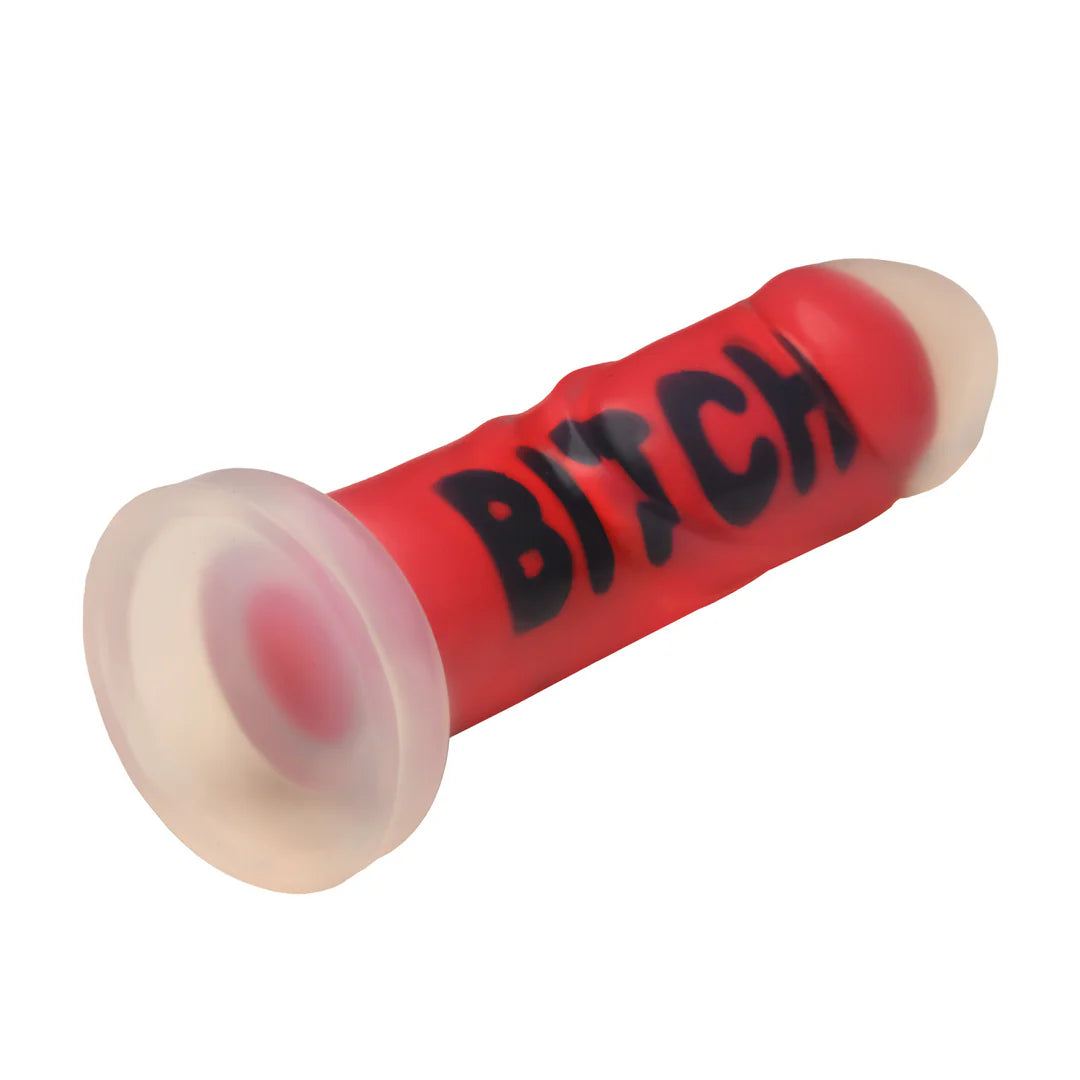 BITCH Silicone Dildo Clear/Red/Black