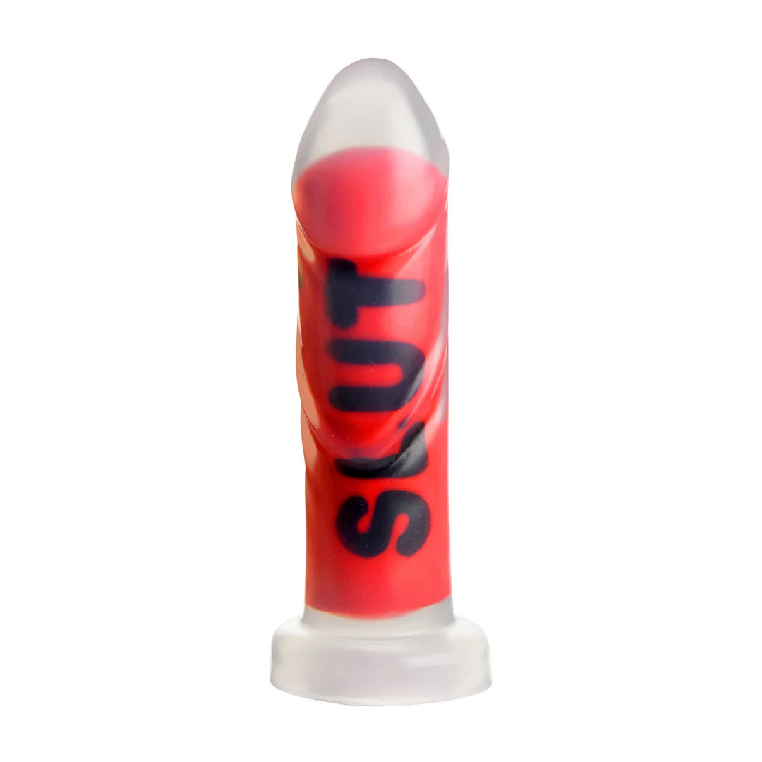 SLUT Silicone Dildo Clear/Red/Black