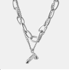TWISTED CHAINS MINI DICK NECKLACE Silver