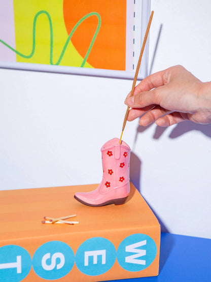 Cowboy Boot Incense Holder Pink