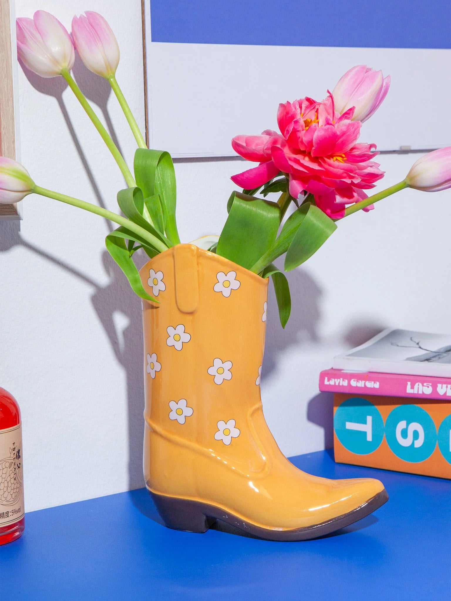 Cowboy Boot Vase Yellow