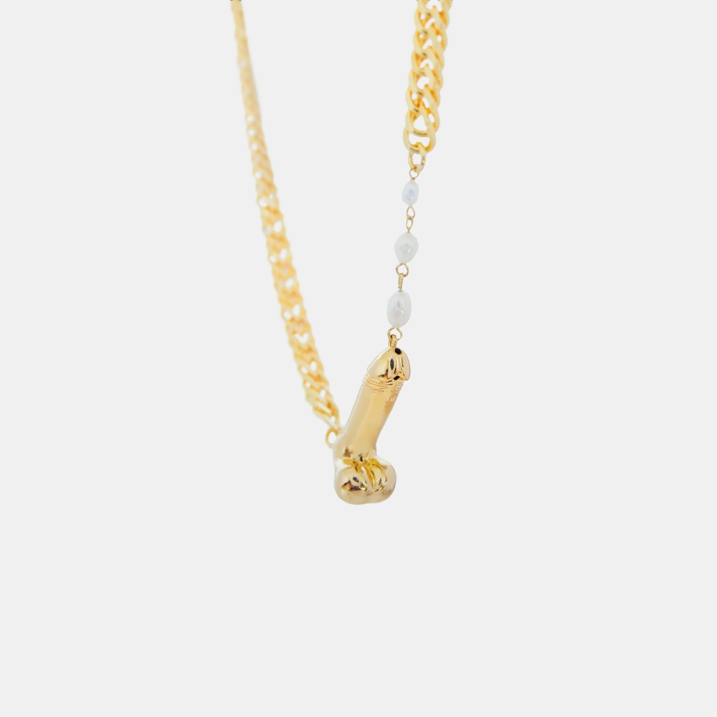 PEARL SHOOTER DICK CHUNKY PENDANT NECKLACE
