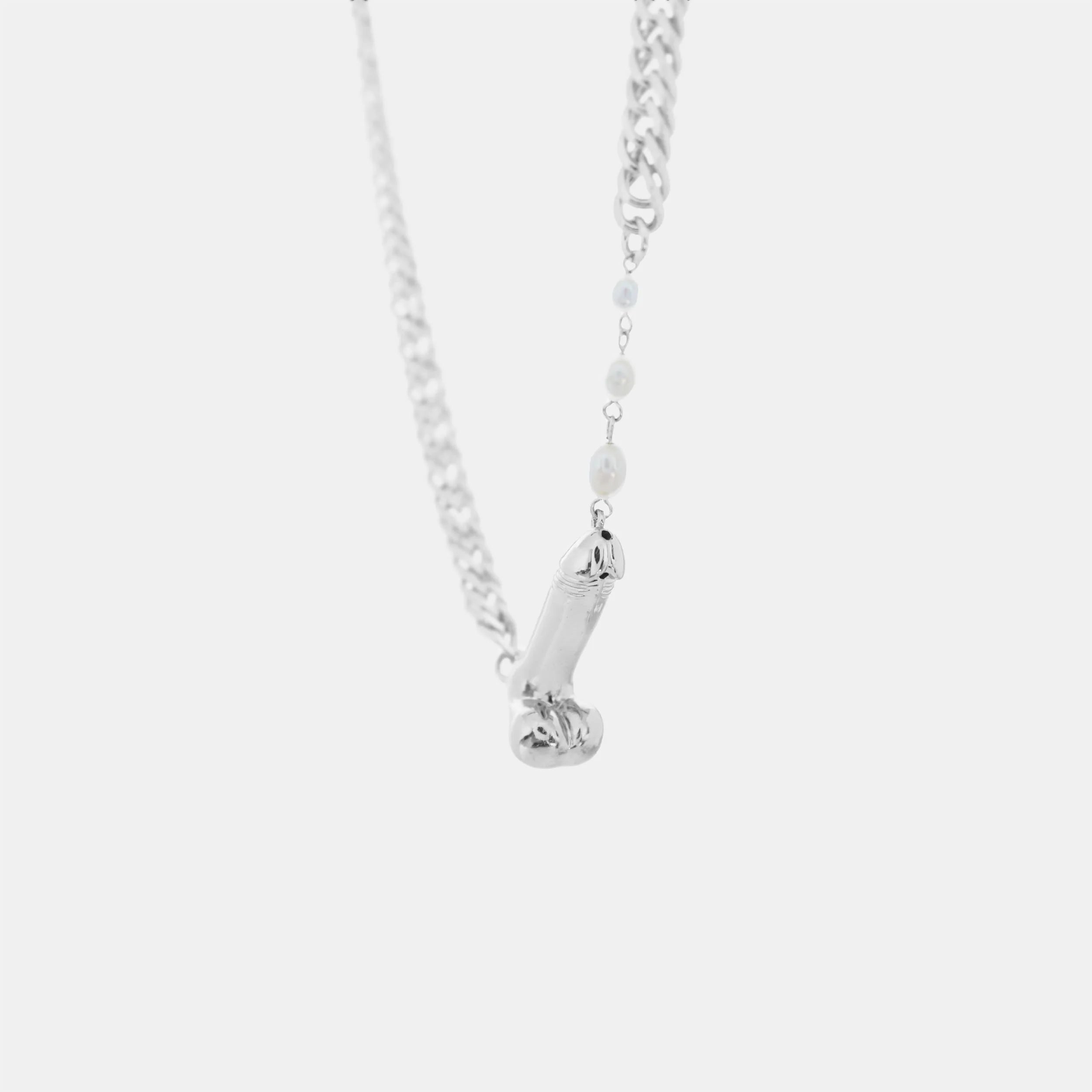 PEARL SHOOTER DICK CHUNKY PENDANT NECKLACE