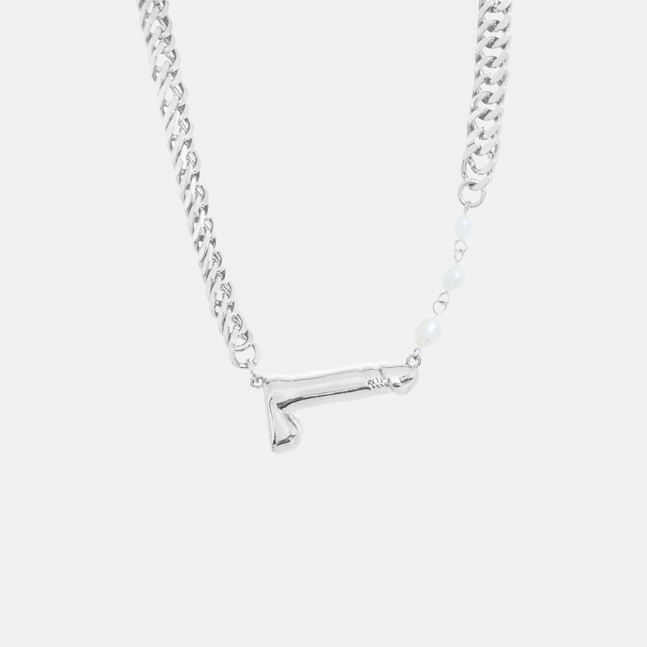 PEARL SHOOTER DICK CHUNKY PENDANT NECKLACE