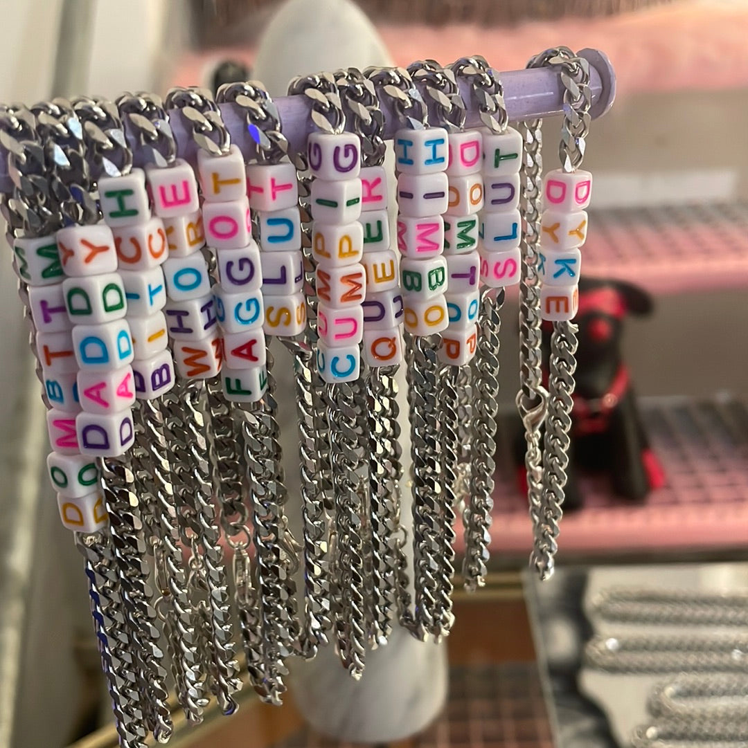 Word Beads Bracelet Thin Chain