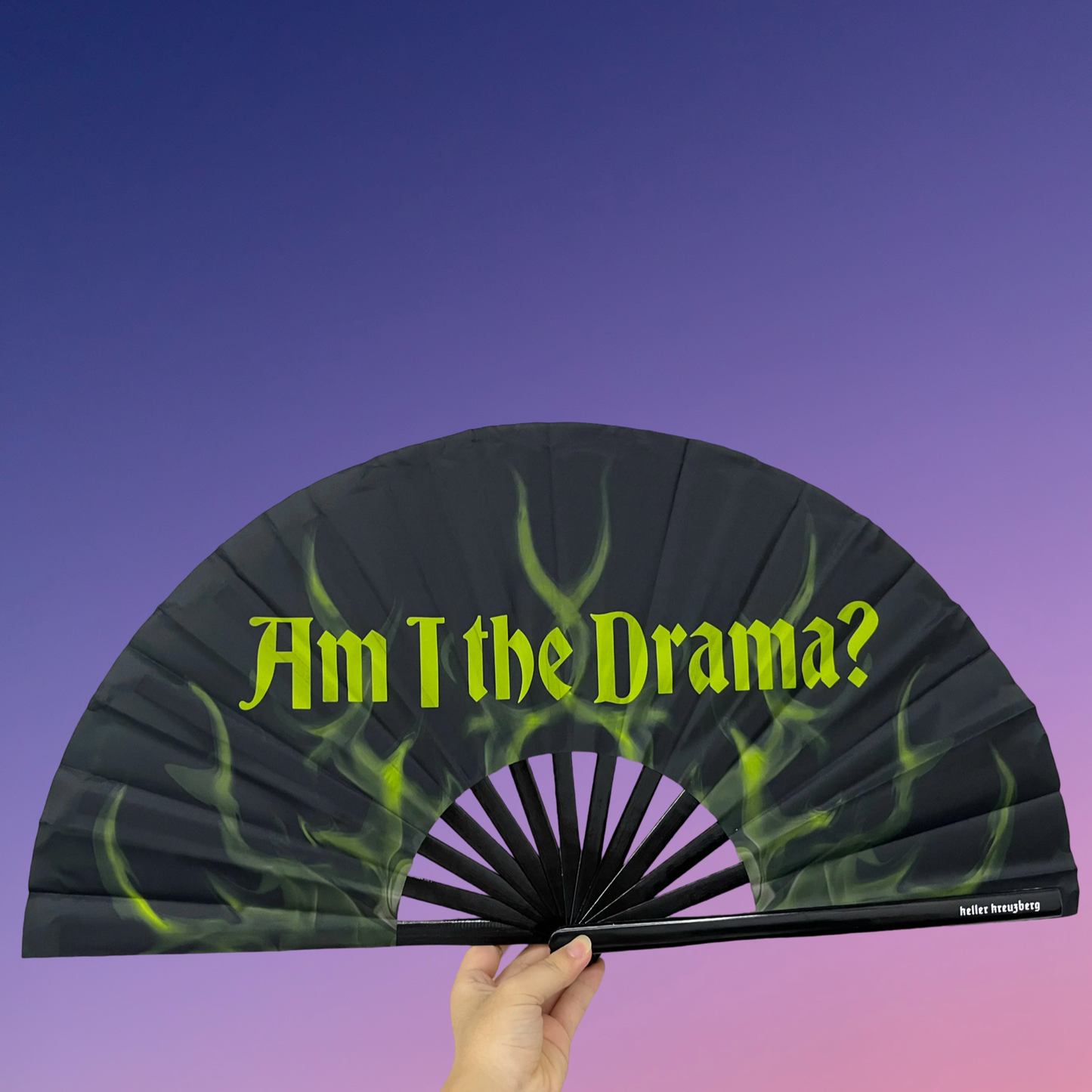 KK Fan "Am I the Drama?" with Bamboo handle