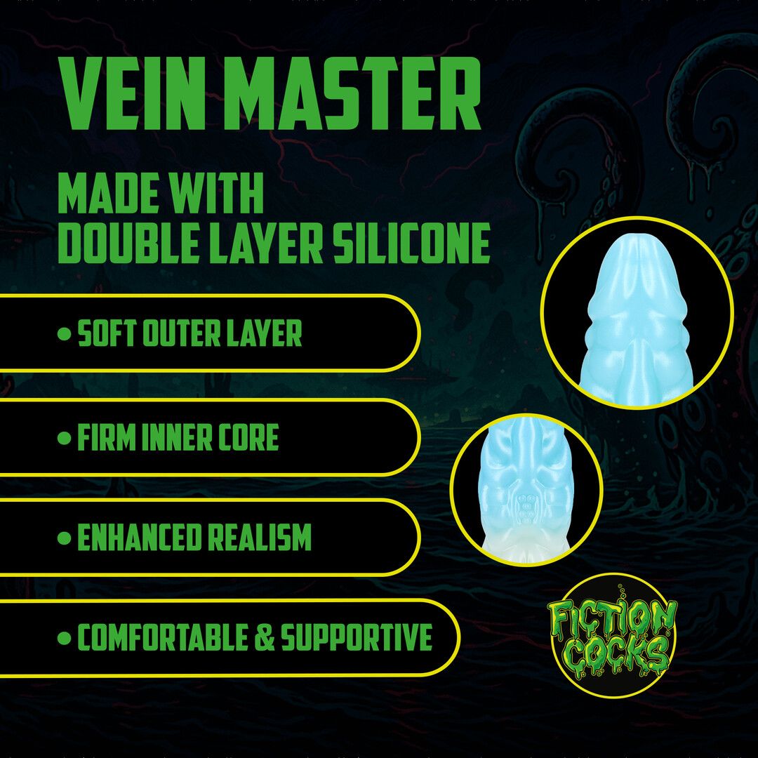 "Vein Master" Silicone Dildo Blue/White