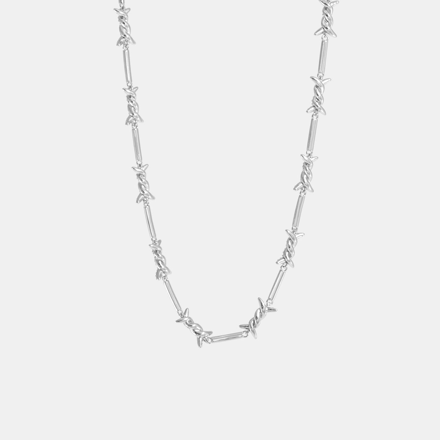 DIAMOND BARBED WIRE CHAIN NECKLACE Silver