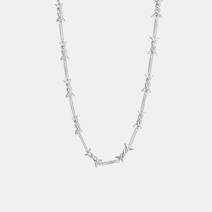 DIAMOND BARBED WIRE CHAIN NECKLACE Silver