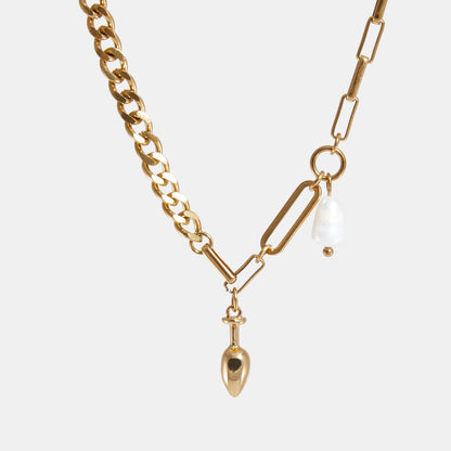 BUTT PLUG AND PEARL MIX CHAIN NECKLACE Gold