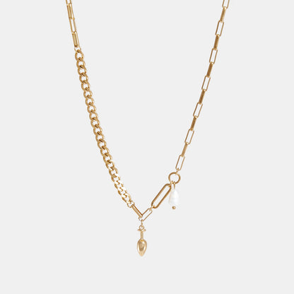 BUTT PLUG AND PEARL MIX CHAIN NECKLACE Gold