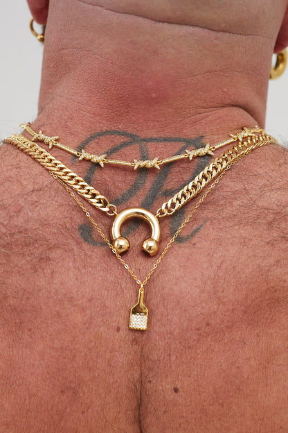 DIAMOND BARBED WIRE CHAIN NECKLACE Gold