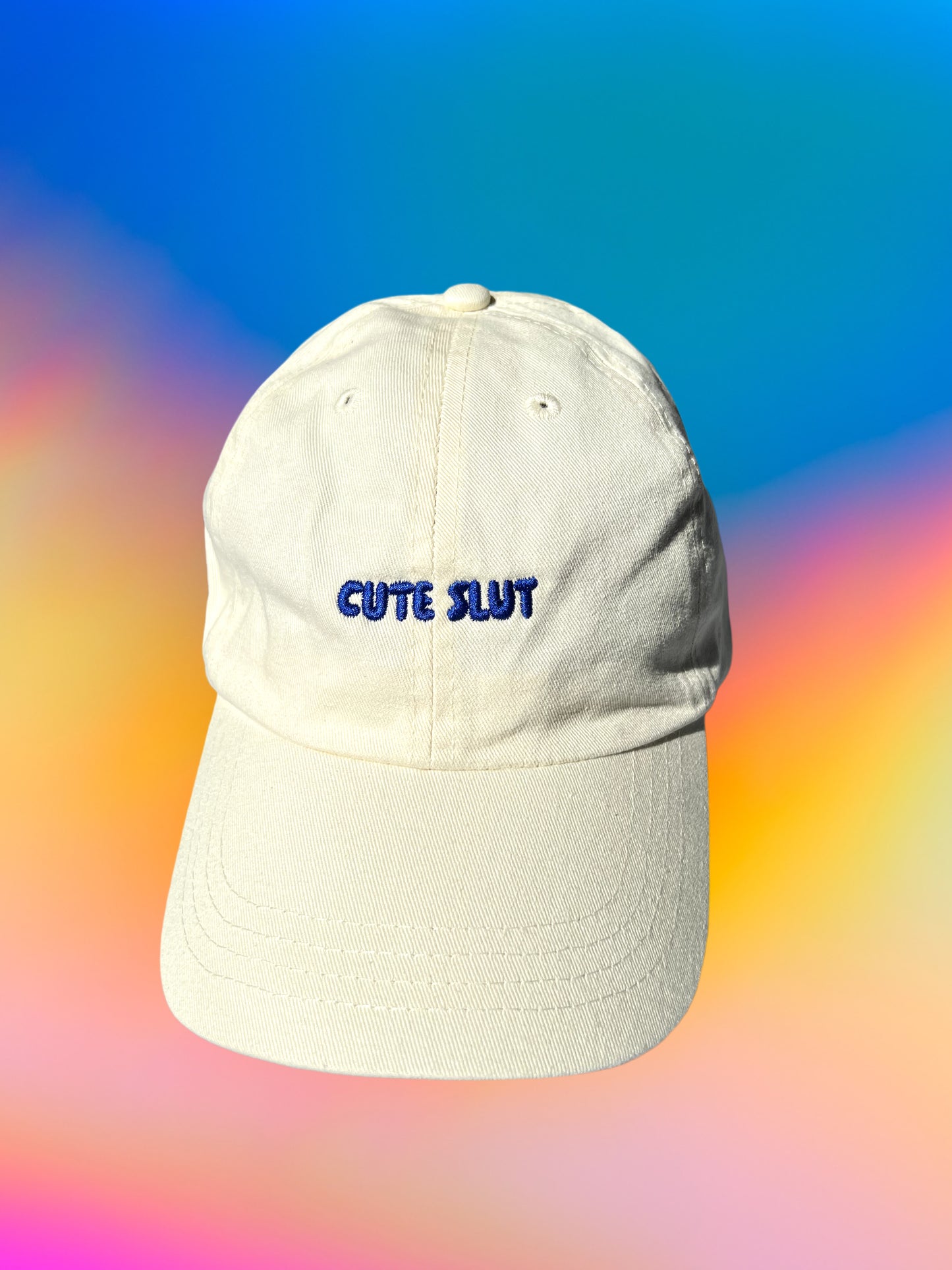 KK Cap "Cute Slut" Creme/Blue